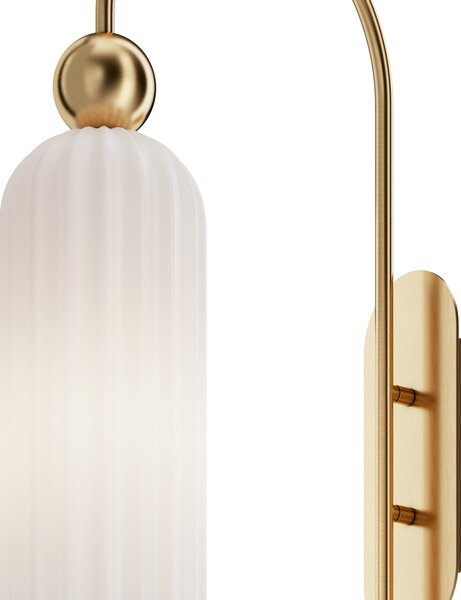 Applique Contemporanea Antic Metallo Oro 1 Luci Diffusore In Vetro Colore Bianco