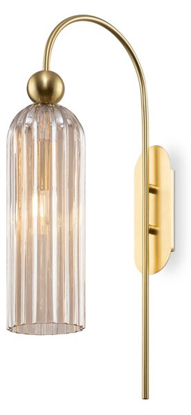 Applique Contemporanea Antic Metallo Oro 1 Luci Diffusore In Vetro Colore Cognac