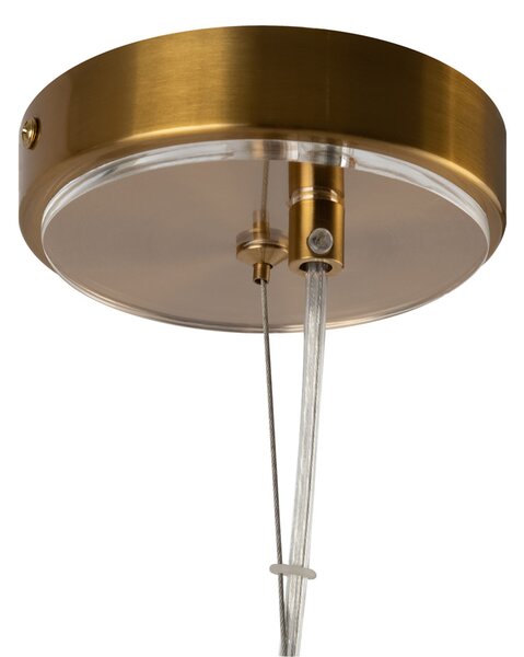 Lampadario Contemporaneo Arco Metallo Ottone 3 Luci Diffusori In Vetro