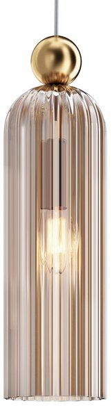 Sospensione Contemporanea Antic Metallo Oro 1 Luci Diffusore In Vetro Cognac