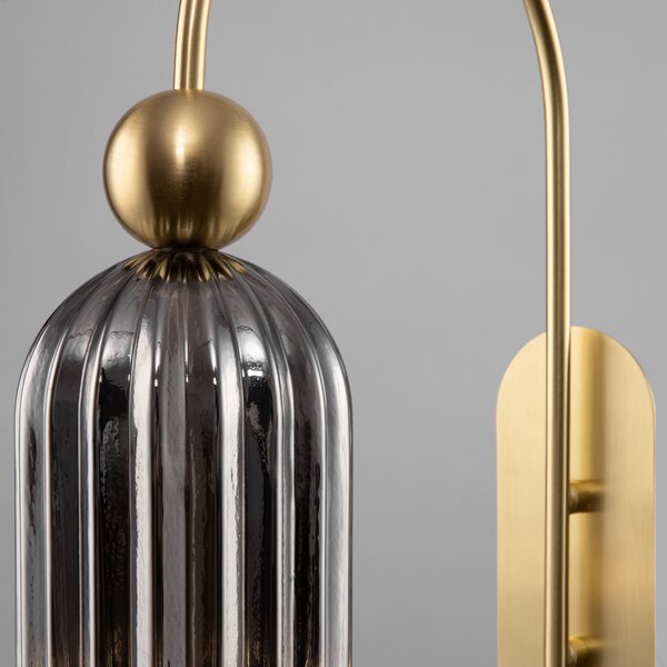 Applique Contemporanea Antic Metallo Oro 1 Luci Diffusore In Vetro Colore Grigio