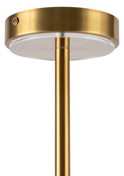 Lampadario Contemporaneo Arco Metallo Ottone 6 Luci Diffusori In Vetro