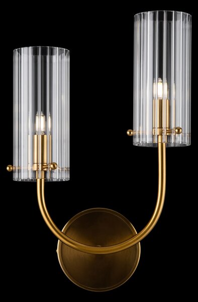 Applique Contemporanea Arco Struttura In Metallo Ottone 1 Luce Diffusore Vetro