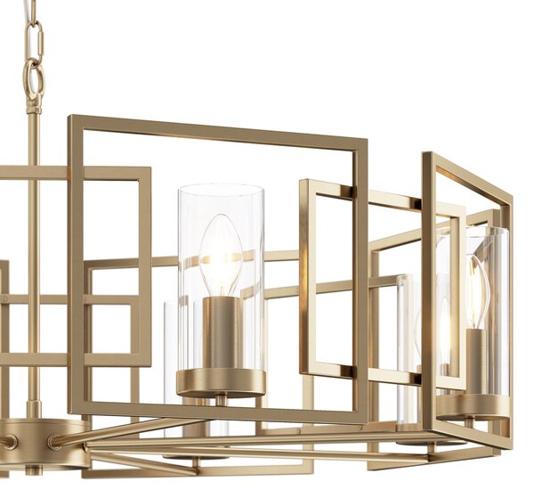 Lampadario Contemporaneo Bowi Struttura In Metallo Colore Oro 8 Luci