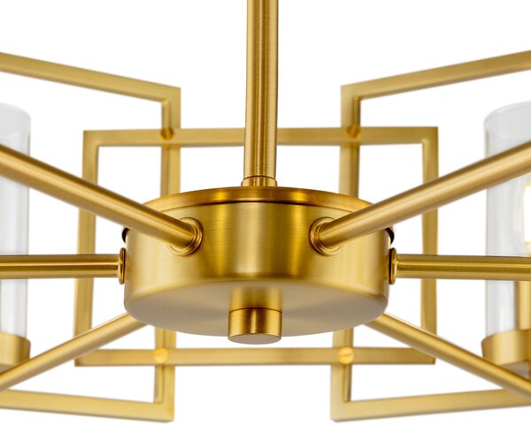 Lampadario Contemporaneo Bowi Struttura In Metallo Colore Oro 6 Luci