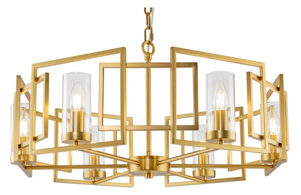 Lampadario Contemporaneo Bowi Struttura In Metallo Colore Oro 6 Luci
