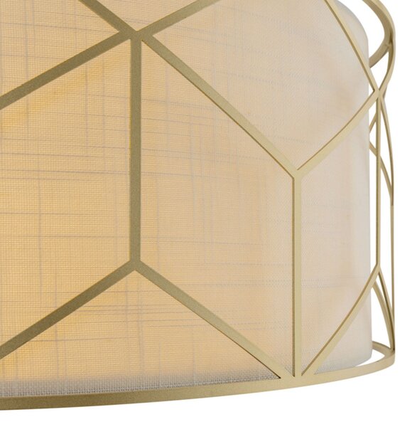 Lampadario Contemporaneo Messina Metallo Oro 1 Luce Diffusore Lino Su Pvc