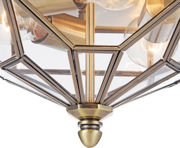 Plafoniera Contemporanea Zeil Metallo Bronzo 3 Luci Diffusore In Vetro