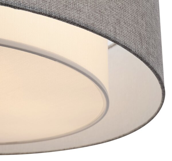 Plafoniera Moderna Bergamo In Metallo Cromo 3 Luci Diffusore In Tessuto