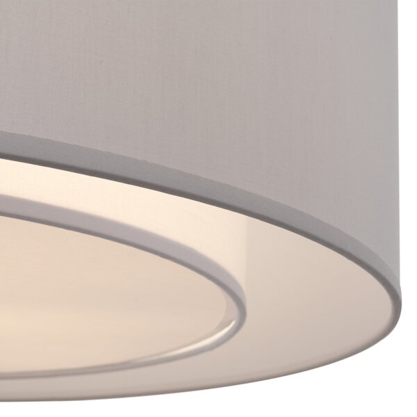 Plafoniera Moderna Bergamo In Metallo Cromo E Grigio 3 Luci Diffusore In Tessuto