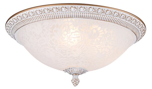 Plafoniera Contemporanea Pascal Metallo Bianco 3 Luci Diffusori Vetro