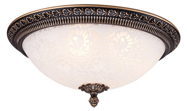 Plafoniera Contemporanea Pascal Metallo Bronzo 3 Luci Diffusori Vetro