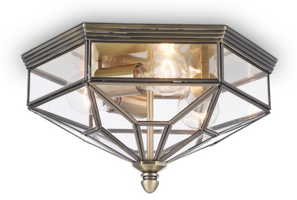 Plafoniera Contemporanea Zeil Metallo Bronzo 3 Luci Diffusore In Vetro