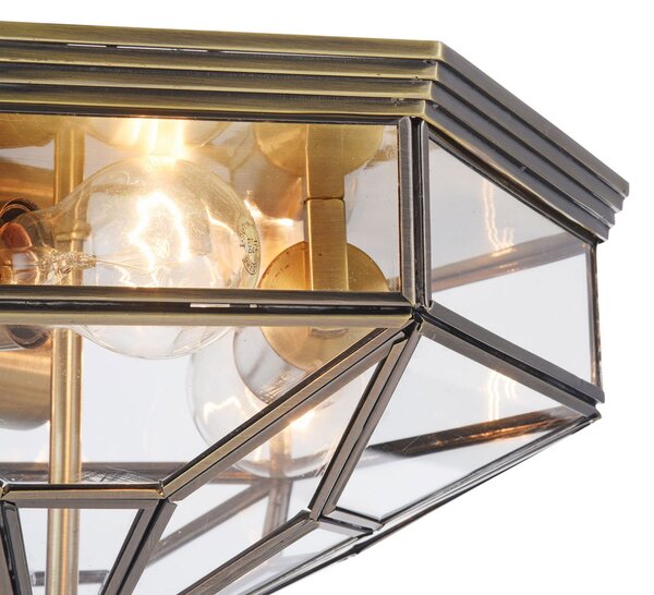 Plafoniera Contemporanea Zeil Metallo Bronzo 3 Luci Diffusore In Vetro