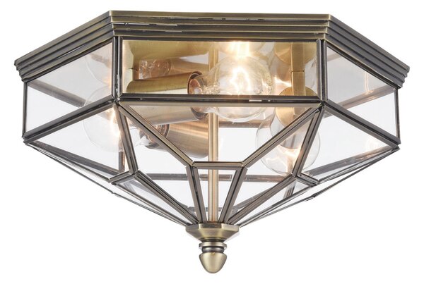 Plafoniera Contemporanea Zeil Metallo Bronzo 3 Luci Diffusore In Vetro