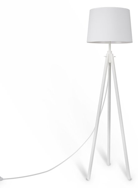 Piantana Contemporanea Calvin Metallo Bianco 1 Luce Con Diffusore In Tessuto