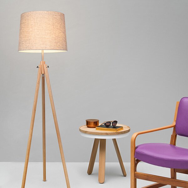 Piantana Contemporanea Calvin Metallo Marrone 1 Luce Con Diffusore In Tessuto