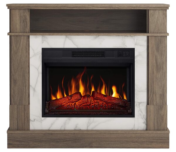 Caminetto elettrico ArtiFlame For Living AF23S rovere grigio – Caminetto elettrico da incasso da 1800 W, effetto fiamma realistico a LED, funzione di riscaldamento, telecomando, timer