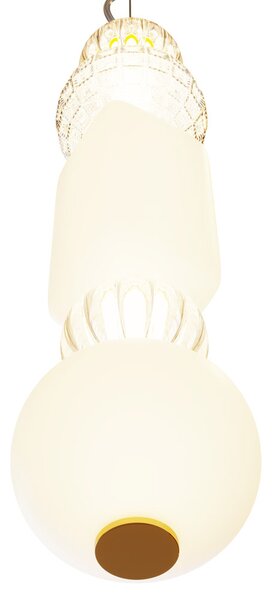 Sospensione Contemporanea Collar Metallo Oro E Paralume Vetro Oro 35W