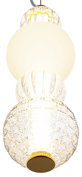 Sospensione Contemporanea Collar Metallo Oro E Paralume Vetro Oro 17W