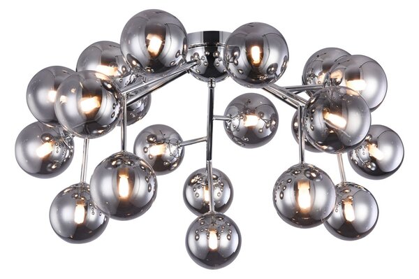 Lampada a soffitto Contemporanea Dallas Metallo Cromo 20 Luci Diffusori Fumè