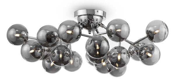 Lampada a soffitto Contemporanea Dallas Metallo Cromo 20 Luci Diffusori Fumè