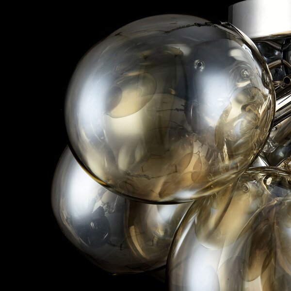 Plafoniera Contemporanea Balbo Metallo Nichel 4 Luci Diffusori Cognac