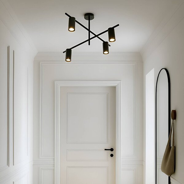 Plafoniera soffitto Marilou Lindby, dimmerabile, Nero, Soggiorno / Sala da pranzo, Metallo, Moderno, Plafoniera