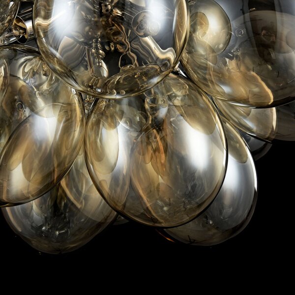 Plafoniera Contemporanea Balbo Metallo Nichel 4 Luci Diffusori Cognac