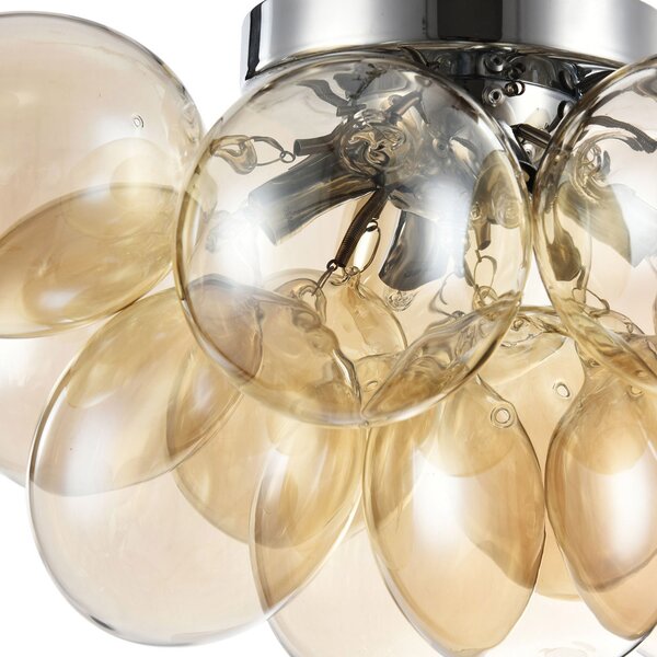 Plafoniera Contemporanea Balbo Metallo Nichel 4 Luci Diffusori Cognac