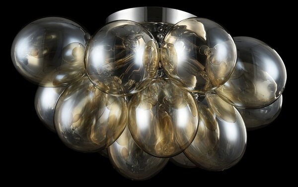 Plafoniera Contemporanea Balbo Metallo Nichel 4 Luci Diffusori Cognac