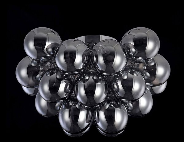 Plafoniera Contemporanea Balbo Metallo Nichel 8 Luci Diffusori Fumè