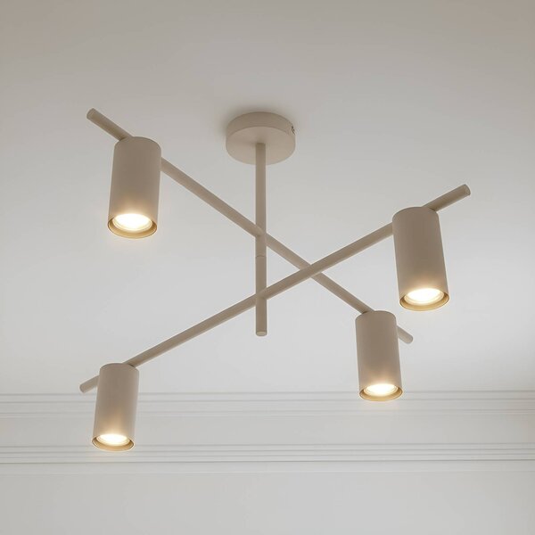Plafoniera soffitto Marilou Lindby, dimmerabile, Crema / Ambra, Soggiorno / Sala da pranzo, Metallo, Moderno, Plafoniera