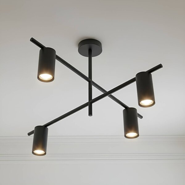 Plafoniera soffitto Marilou Lindby, dimmerabile, Nero, Soggiorno / Sala da pranzo, Metallo, Moderno, Plafoniera