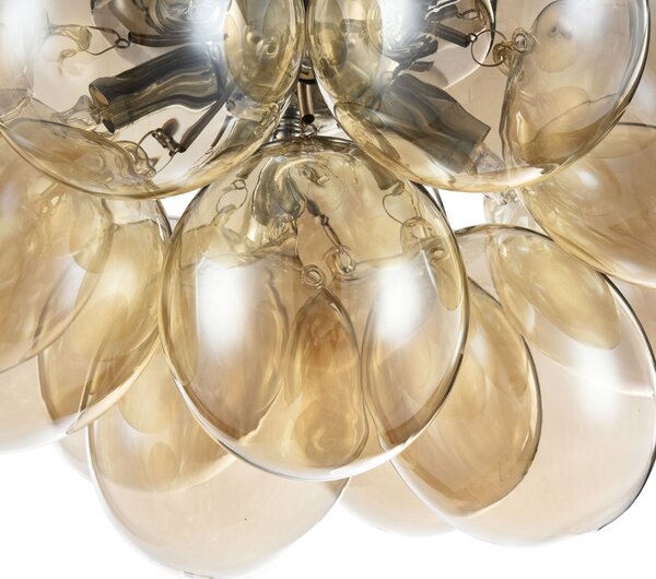 Plafoniera Contemporanea Balbo Metallo Nichel 4 Luci Diffusori Cognac