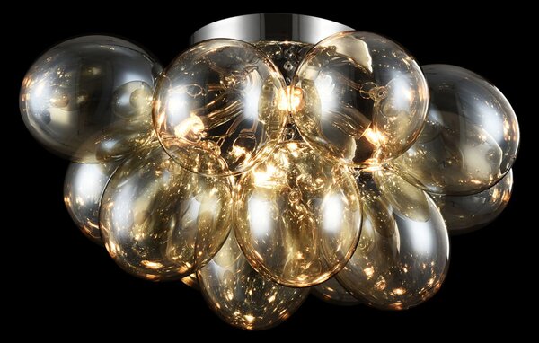 Plafoniera Contemporanea Balbo Metallo Nichel 4 Luci Diffusori Cognac