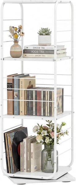 KOMFOTTEU Libreria, ruotabile a 360 gradi, scaffale angolare a 4 ripiani, salvaspazio, struttura in metallo, per ufficio, studio, soggiorno, 40 x 40 x 115 cm (bianco)