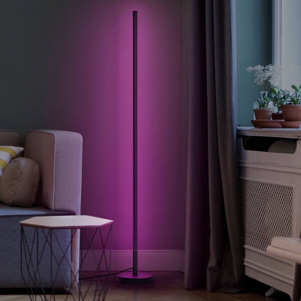 OSRAM SMART+ Lampada LED da pavimento WiFi ROUND nera 140 cm RGB CCT ROUND, dimmerabile, Nero, Soggiorno / Sala da pranzo, Alluminio, Moderno