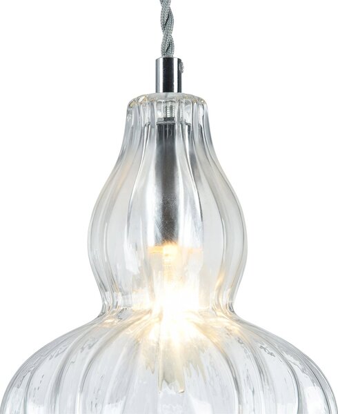 Sospensione Contemporanea Eustoma Metallo Nichel 1 Luce Diffusore Vetro Trasp