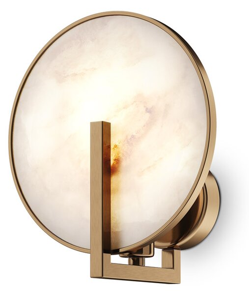 Applique Contemporanea Marmo Metallo Oro 1 Luce E Diffusore Bianco