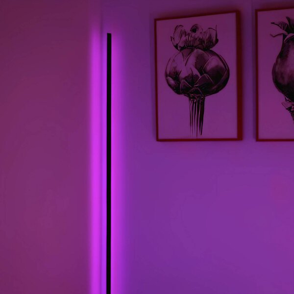 OSRAM SMART+ Lampada LED da pavimento WiFi ROUND nera 140 cm RGB CCT ROUND, dimmerabile, Nero, Soggiorno / Sala da pranzo, Alluminio, Moderno