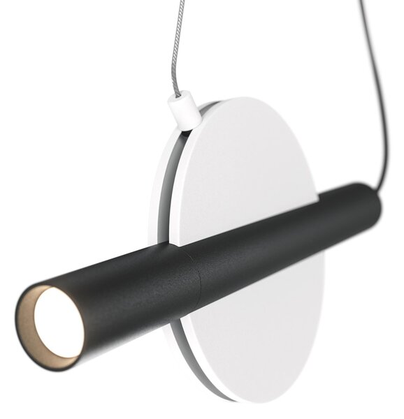 Sospensione Contemporanea Enigma Led Metallo Bianco Diffusore Bianco