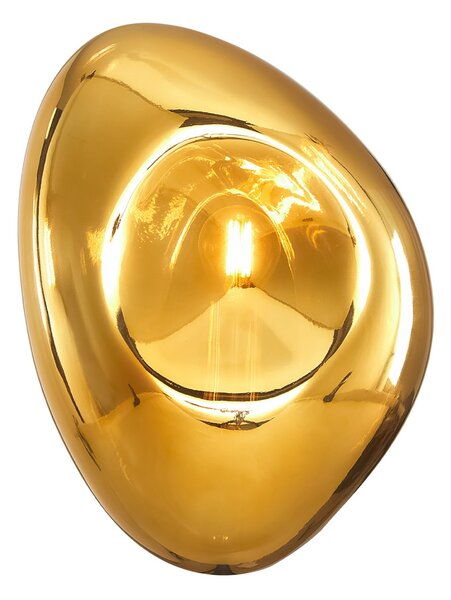 Applique Contemporanea Mabell Metallo Nero 1 Luce Diffusore Vetro Oro