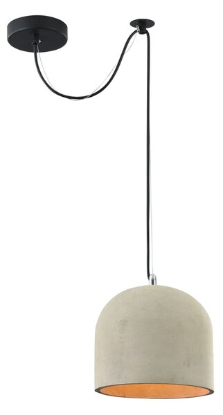 Lampadario Industrial Broni Metallo Nero 1 Luce Diffusore Calcestruzzo Grigio