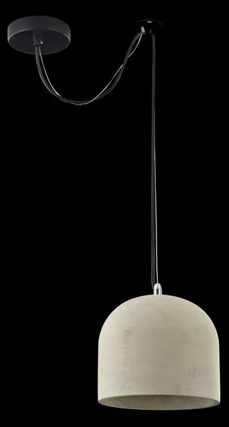 Lampadario Industrial Broni Metallo Nero 1 Luce Diffusore Calcestruzzo Grigio
