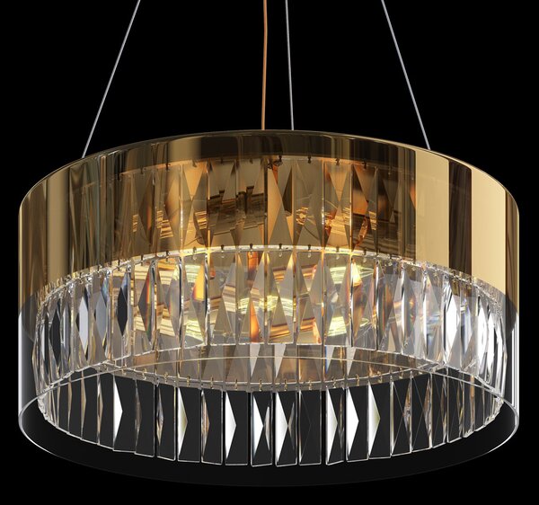 Lampadario Contemporaneo Wonderland Acciaio Oro 6 Luci Diffusori Vetro