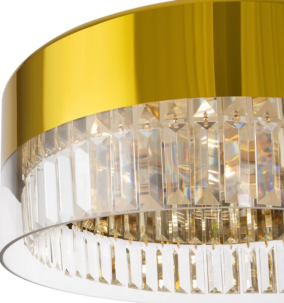 Lampadario Contemporaneo Wonderland Acciaio Oro 6 Luci Diffusori Vetro