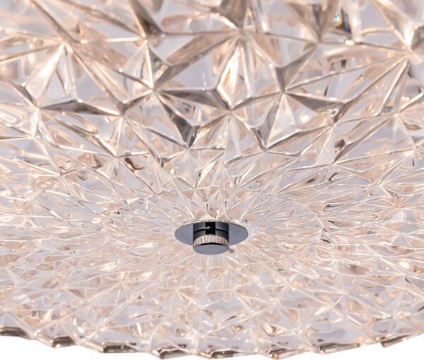Lampadario Contemporaneo Recinto Metallo Cromo 6 Luci Diffusori Vetro Trasp
