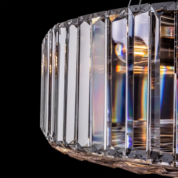 Lampadario Contemporaneo Recinto Metallo Cromo 8 Luci Diffusori Vetro Trasp