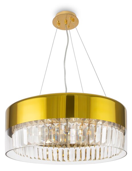 Lampadario Contemporaneo Wonderland Acciaio Oro 6 Luci Diffusori Vetro